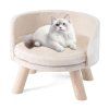 Pet Bed Sofa Wooden Cat Sofa Puppy Couch with Removable Cushion White 4
