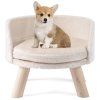 Pet Bed Sofa Wooden Cat Sofa Puppy Couch with Removable Cushion White 3
