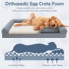 Large Pet Bed with Orthopedic Egg Crate Foam and Nonslip Bottom Grey L 7