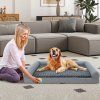 xxl sized large pet bed with orthopedic egg crate foam and non slip bottom grey 2