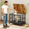 Foldable Dog Crate Furniture with Removable Tray M 2
