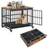Foldable Dog Crate Furniture with Removable Tray M 3