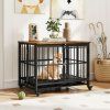 Foldable Dog Crate Furniture with Removable Tray and Lockable Door-S