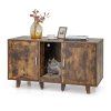 2 Door Cat Litter Box Enclosure Rustic Brown 3