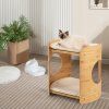 cute bamboo cat tree with double beds and removable cushions 1 1