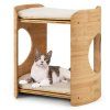 cute bamboo cat tree with double beds and removable cushions 4