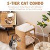 cute bamboo cat tree with double beds and removable cushions 7