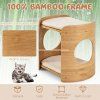 cute bamboo cat tree with double beds and removable cushions 8