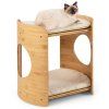 cute bamboo cat tree with double beds and removable cushions 3 1