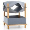 2 Tier Wooden Cat House Modern Cat Tree with Semienclosed Condo Grey 4