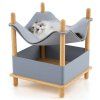 2 Tier Wooden Cat House Modern Cat Tree with Semienclosed Condo Grey 3