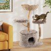 Multi-level Wood Cat Tree Tower Kitten Activity Center with Solid Trunk-Brown