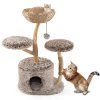 Multi-level Wood Cat Tree Tower Kitten Activity Center with Solid Trunk-Brown