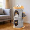 cute small cat tree tower with cozy condos and plush danging balls 2