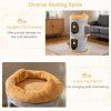 cute small cat tree tower with cozy condos and plush danging balls 7
