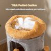 cute small cat tree tower with cozy condos and plush danging balls 8
