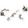 wall mounted cat tower set with 2 tier platform and 2 comfy cat condos 4