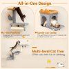 wall mounted cat tower set with 2 tier platform and 2 comfy cat condos 6