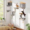 wall mounted cat tower set with 2 tier platform and 2 comfy cat condos 1