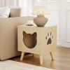 Cat Litter Box Rubber Wood Legs with Detachable Top 2
