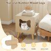 Cat Litter Box Rubber Wood Legs with Detachable Top 7