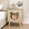Cat Litter Box Rubber Wood Legs with Detachable Top 1