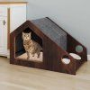 Modern Cat House with Feeder and Detachable Roof 2