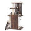 112CM Tall Wooden Cat Tree with Plush Cushions cf 4