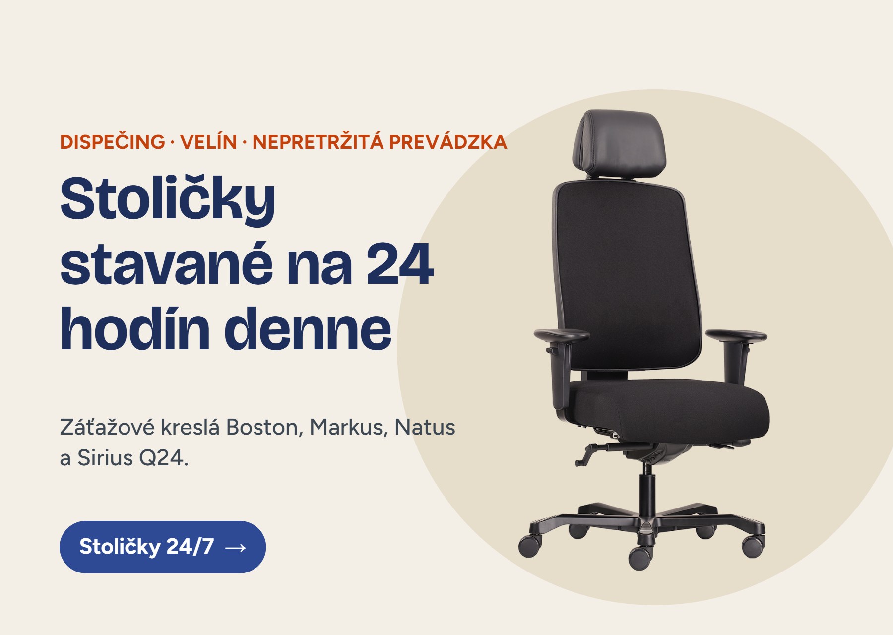 Stoličky a kreslá na 24-hodinovú prevádzku – dispečing, velín