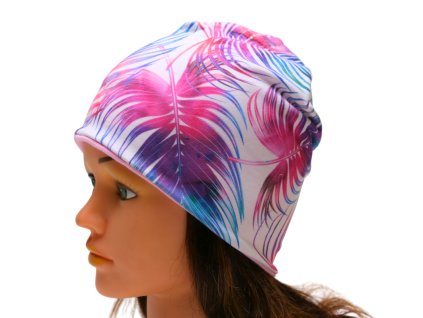 ČEPICE - BAREVNÁ BOTANIKA - bavlněná růžová podšívka