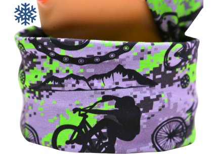 ZIMNÍ NÁKRČNÍK - CYKLO PIXEL - fleecová černá podšívka