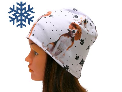 zimni podzimni cepice nakrcnik sala pes psi tlapky borderkolie knirac bigl buldog bernsky salasnicky pro deti dospele zeny muze motiv psu pejsek pejskove pejsci (26)