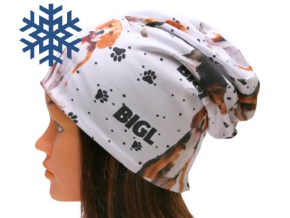 zimni podzimni cepice nakrcnik sala pes psi tlapky borderkolie knirac bigl buldog bernsky salasnicky pro deti dospele zeny muze motiv psu pejsek pejskove pejsci (33)