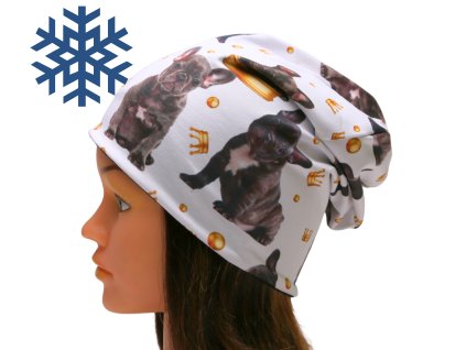 zimni podzimni cepice nakrcnik sala pes psi tlapky borderkolie knirac bigl buldog bernsky salasnicky pro deti dospele zeny muze motiv psu pejsek pejskove pejsci (23)