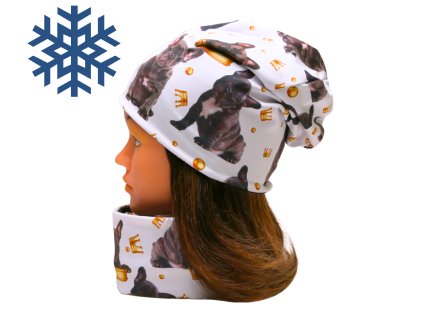 zimni podzimni cepice nakrcnik sala pes psi tlapky borderkolie knirac bigl buldog bernsky salasnicky pro deti dospele zeny muze motiv psu pejsek pejskove pejsci (25)