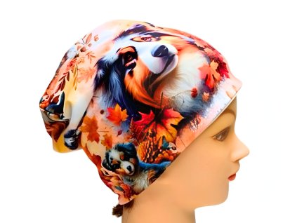 Čepice homeless (s přepadem) - Australský ovčák - bavlněná podšívka