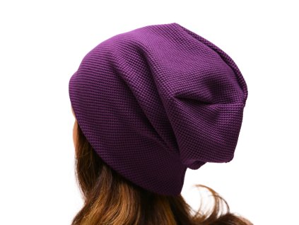 Čepice homeless (s přepadem) - Purpurová - 3D pletenina