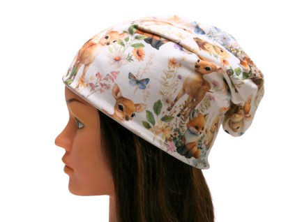 zimni podzimni cepice nakrcnik jezek srnec zajic kralik les listy pro zeny pro deti pro chlapce bila bezova bavlna fleece (9)