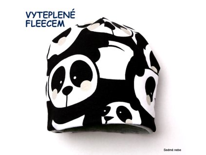 4917 zimni cepice pandy fleecova seda podsivka vyteplena