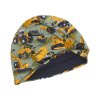 Čepice - STAVEBNÍ STROJE NA ZELENÉ - bavlněná tmavě šedá podšívka