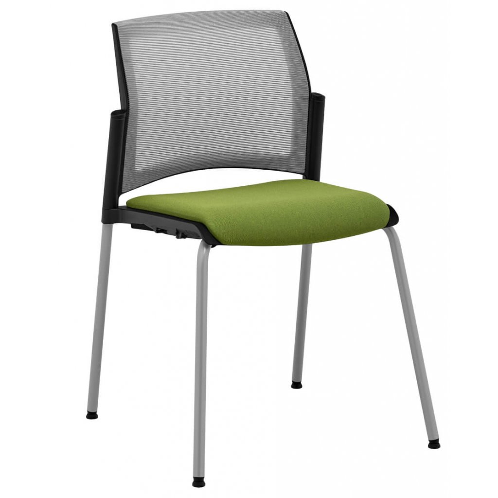 konferenčná stolička s čalúneným sedadlom a sieťovaným operadlom,štvornohá kovová podnož,EASY PRO 1222,RIM,stohovateľná stolička