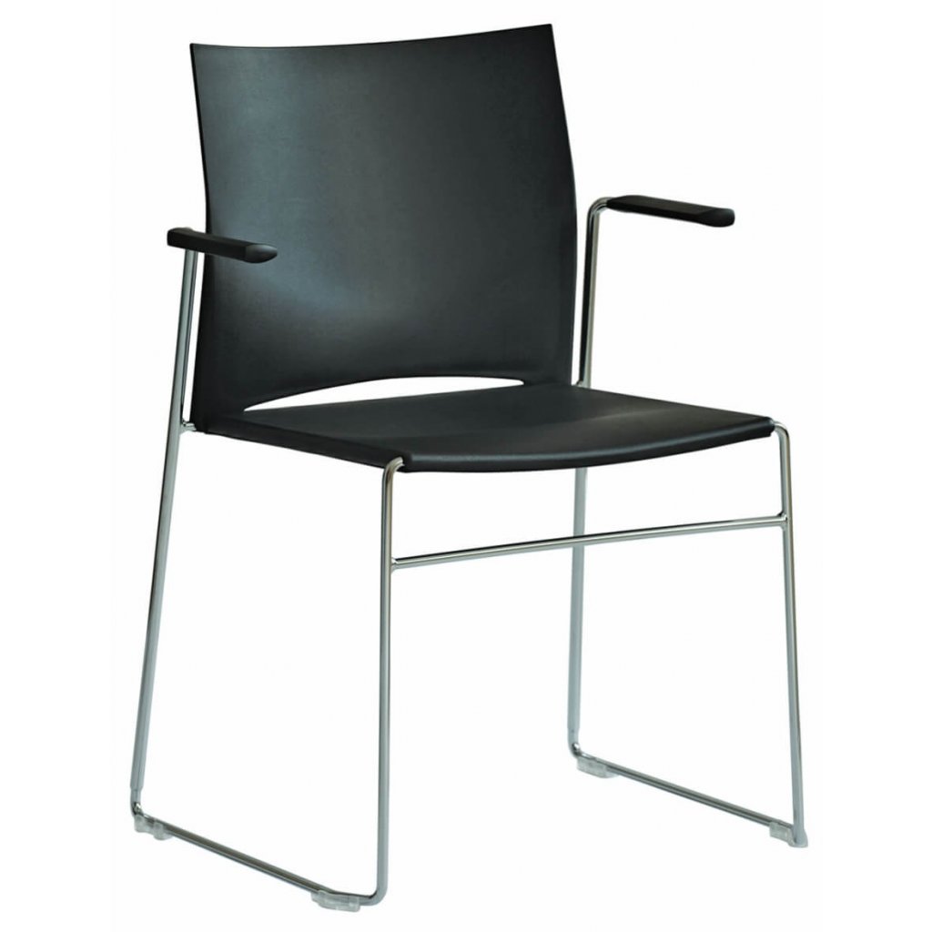 čierna plastová stolička s podrúčkami,kovová chrómová podnož,WEB 950.100,RIM,konferenčná stolička