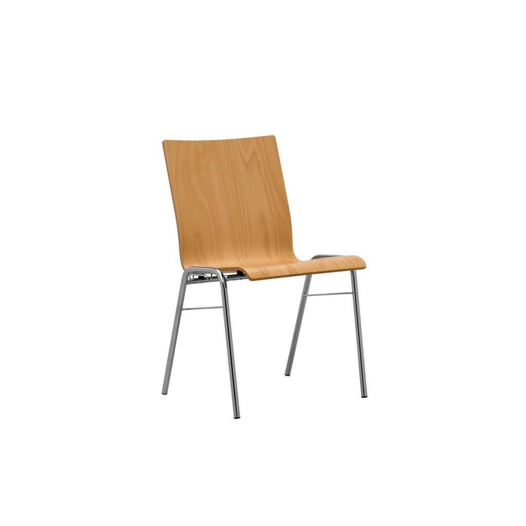 drevená konferenčná stolička, štvronohá podnož chrómová, WOODY WO 227, RIM