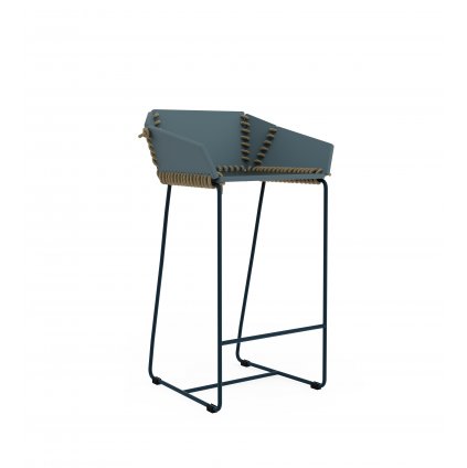 textile counter stool with backrest blue grey product image 1