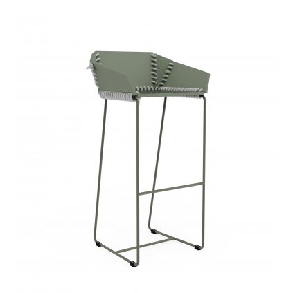 textile high stool with backrest cement grey product image 1