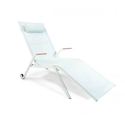 Zahradne lehatko ATLANTIC relax sunbed 3328WS, Fischer Mobel, biele lehatko s kolieskami a podhlavnikom