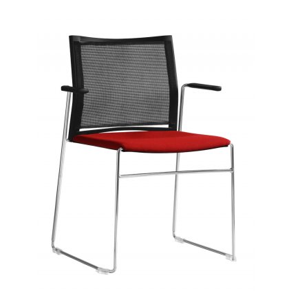 konferenčná stolička s podrúčkami, s čalúneným sedadlom a čiernym sieťovaným operadlom,WEB 950,návštevnícka stolička