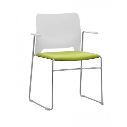 plastová konferenčná stolička s podrúčkami, čalúnené sedadlo, vysokopevnostný drôtený rám, REDONDA RE 960 101, RIM