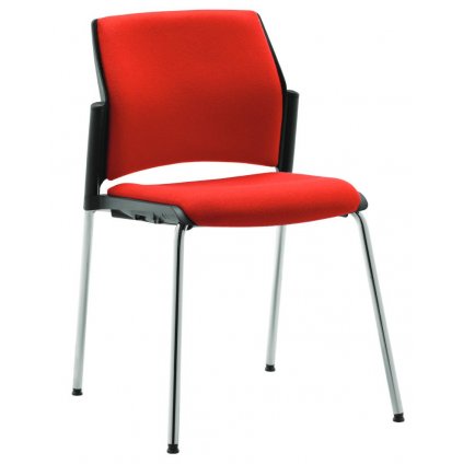 konferenčná stolička s čalúneným sedadlom a operadlom, štvornohá kovová podnož, REWIND RW 2103 spredu