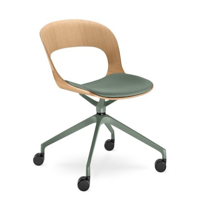 konferencna stolicka, dreveny korpus, calunene sedadlo, zelena podnoz s kolieskami LOTUS LT 02 H F75 N12 LD SEATING SEDOOZ stolicka do zasadacky